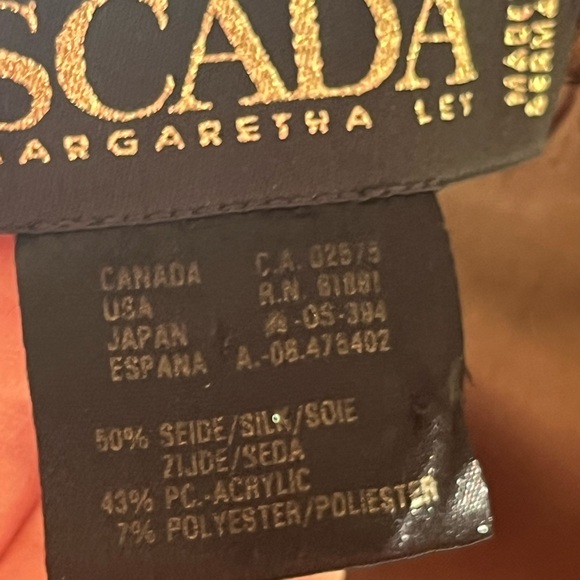 Escada Vintage 2 Piece Quilted Skirt and Lady Jacket Silk Set Brown Gold XS - Picture 13 of 15